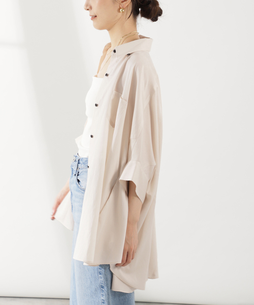 「VERMEIL par iena」 7分袖シャツ - ブルー レディース_画像5