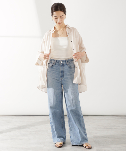 「VERMEIL par iena」 7分袖シャツ - ブルー レディース_画像8