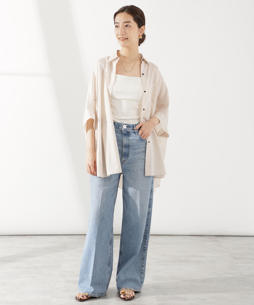 「VERMEIL par iena」 7分袖シャツ - ブルー レディース_画像9