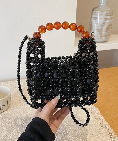 ショルダーバッグ バッグ ミニ ビーズ パール風 べっ甲風クリア ミニ