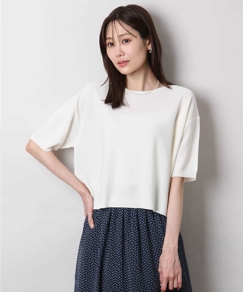 「MK MICHEL KLEIN」 半袖ニット 38 ホワイト レディース_画像2