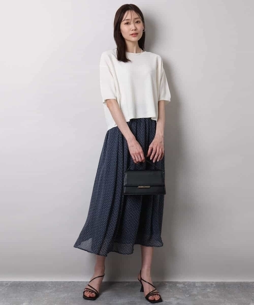 「MK MICHEL KLEIN」 半袖ニット 38 ホワイト レディース_画像4