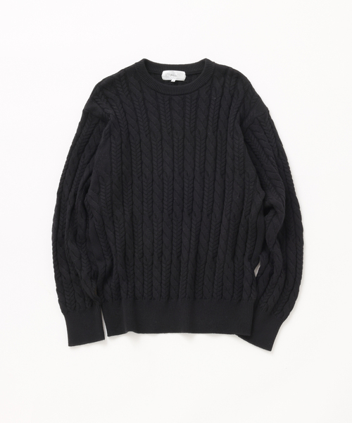 セーター ニット 「FOLL / フォル」cotton cashmere cable sweater メンズ