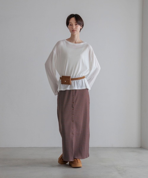 LOWRYS FARM（ローリーズファーム） スカート フロントボタンボーダー