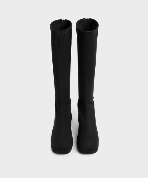 【超美品】プラットフォームロングブーツ ブラック 厚底 CHARLES ＆ KEITH（チャールズ&キース） ロング ブーツ