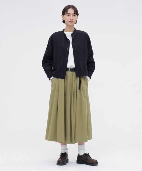 MHL カーキ ミリタリー風 ロングスカート MHL.（エムエイチエル） スカート FINE COTTON CHINO TWILL : ZOZOTOWN