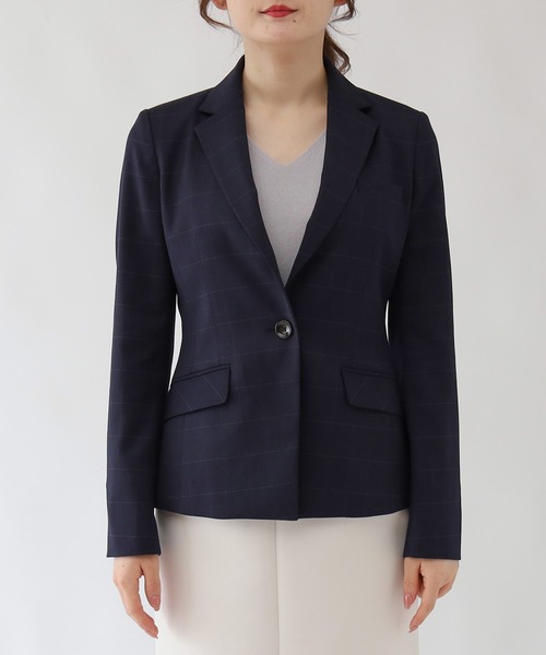 「TRUDEA」 テーラードジャケット LARGE チャコールグレー レディース_画像2