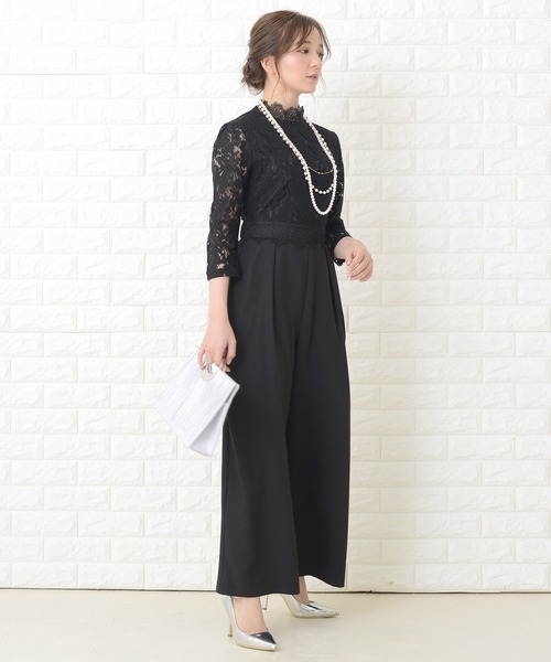 Lace Ladies(レースレディース) パンツドレス レース七分袖 Lace Ladies(レースレディース) パンツドレス レース七分袖