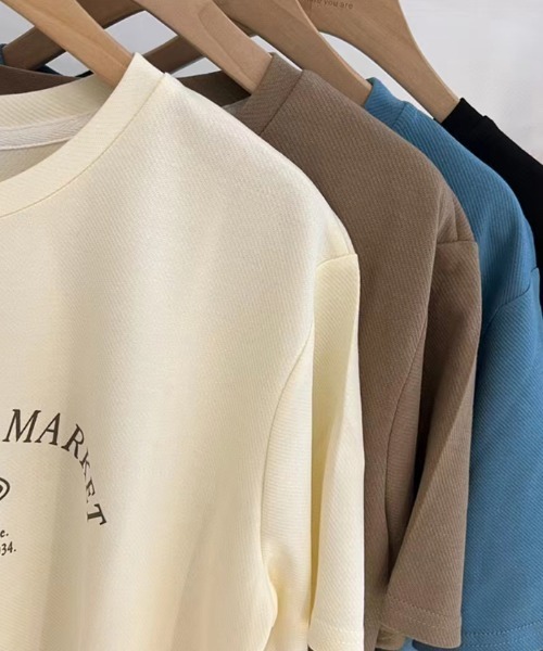 tシャツ サイドスリットプリントカットソー / 半袖 Tシャツ