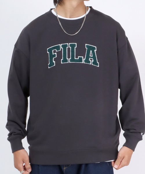 FILA（フィラ） スウェット サガラワッペン カレッジロゴ刺繍 