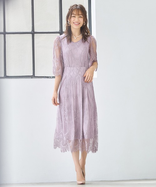 新品MB 総レースAラインワンピース 結婚式 パーティー XL LL 2L 緑