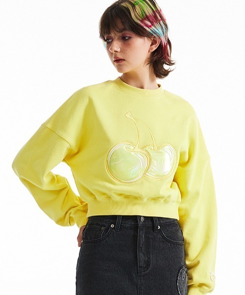 トレーナー スウェット KIRSH BIG CHERRY HOLOGRAM CROP SWEATSHIRT/キルシービッグチェリーホログラムクロップス