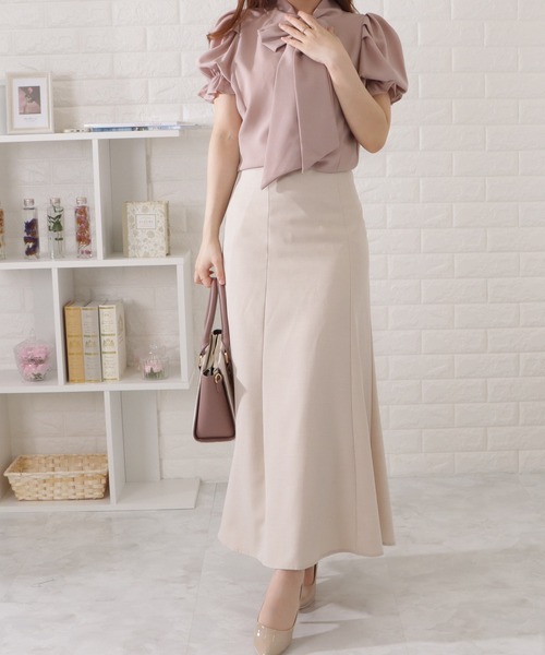 Lace Ladies ブラウス シャツ ボウタイ付きタック入りパワー