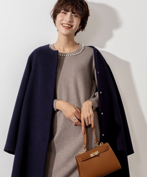 みーちゃん　【新品】NOLLEY'S sophiノーカラー ロングコート NOLLEY'S Sophi（ノーリーズソフィー） KIWI LAMBノーカラーコート