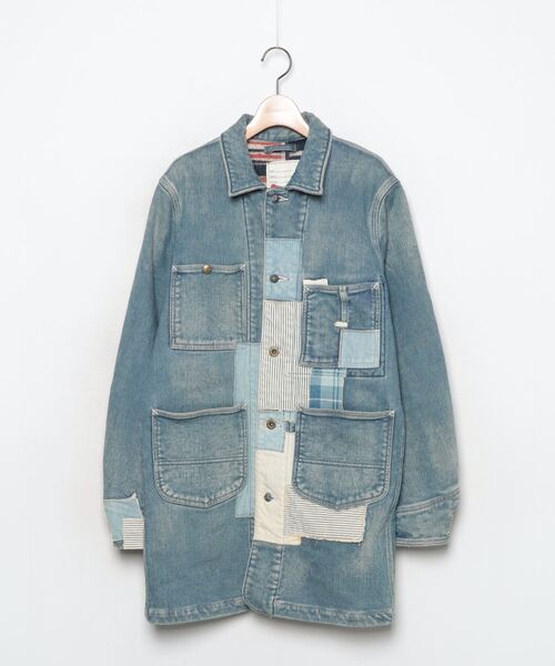 「SEVESKIG」 ステンカラーコート LARGE ブルー メンズ