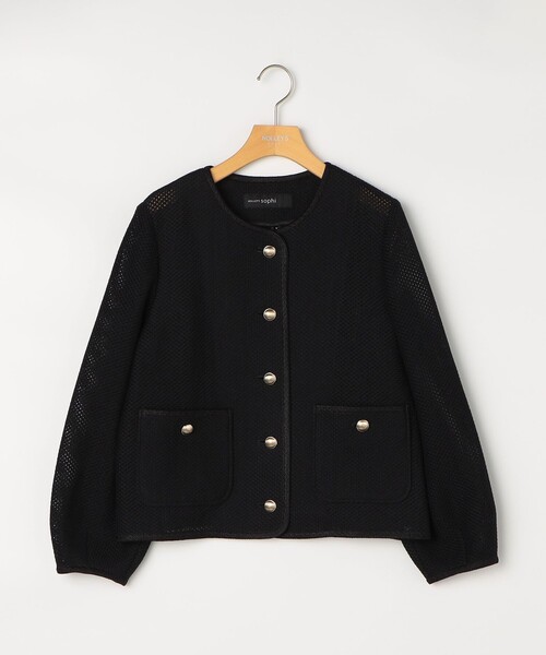 NOLLEY'S sophi ノーリーズ ソフィギマメッシュパイピングジャケット NOLLEY'S Sophi ジャケット ノーカラージャケット