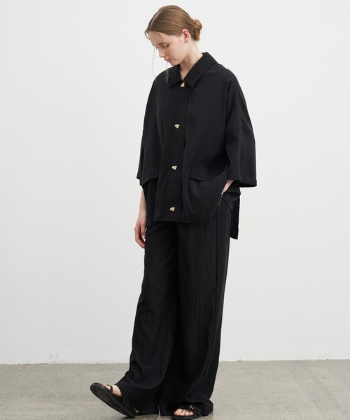 スラックス パンツ 「ELOOPS」ダーツワイドレッグパンツ レディース