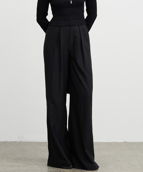 スラックス パンツ 「ELOOPS」ダーツワイドレッグパンツ レディース