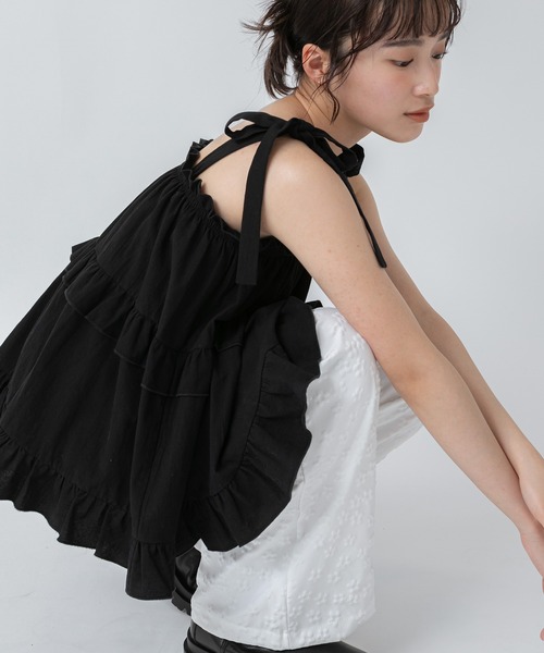 HEILIS 肩リボンティアードフリルキャミソール/「新色追加」春服