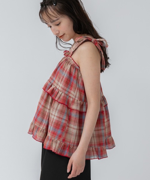 HEILIS 肩リボンティアードフリルキャミソール/「新色追加」春服