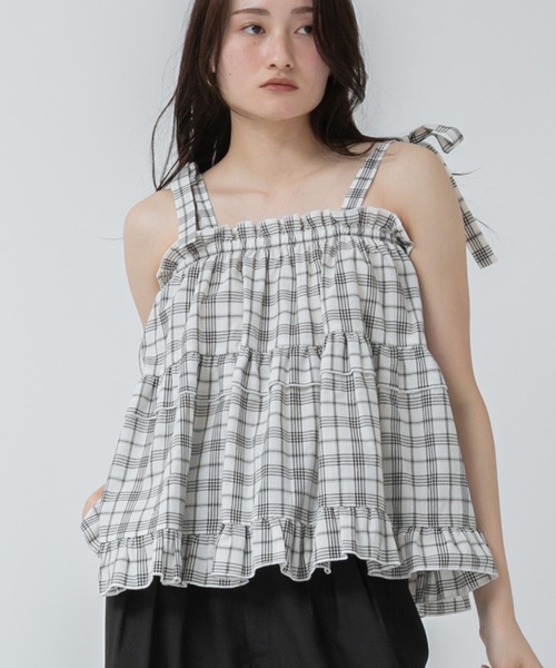 HEILIS 肩リボンティアードフリルキャミソール/「新色追加」春服