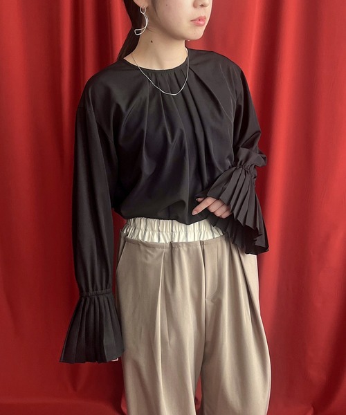 ブラウス シャツ プリーツカフス2WAYシャツ レディース