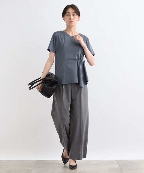 INDIVI tシャツ 「洗える／トレンド」ドロストデザインTシャツ