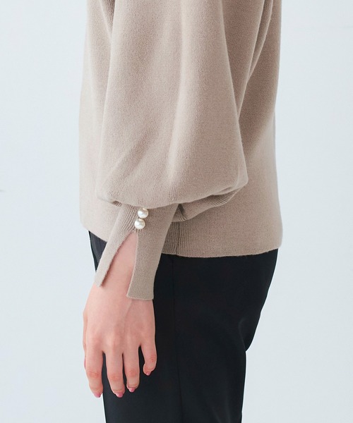 断*3様 ブラックニット パールボタン付き 長袖 BONLECILL（ボンルシール） ニット セーター もちもちパールボタン