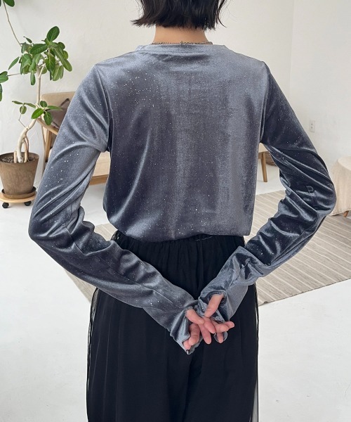 tシャツ フィンガーホールラメベロアトップス レディース | ブランド登録なし | 09