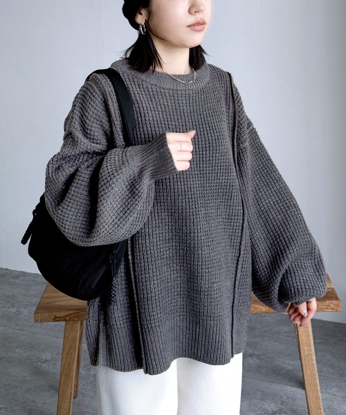 reca（レカ） ニット セーター ボリューム袖ワッフルニット レディース