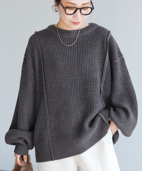 reca（レカ） ニット セーター ボリューム袖ワッフルニット レディース