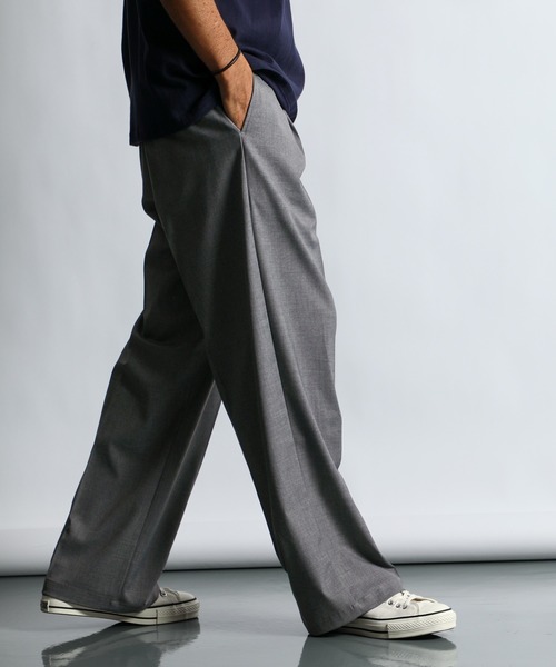 The DUFFER of ST.GEORGE スラックス WOOL LIKE EASY WIDE SLACKS 