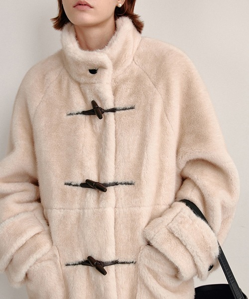 コート アウター スタンドカラー フェイクファーロングコート FC25W048