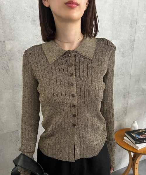XXS（国内XSまたS）　ラルフローレン　リブニット　ポロ　カーディガン　茶色 ケーブルニット ウールカシミヤ カーディガン （カーディガン