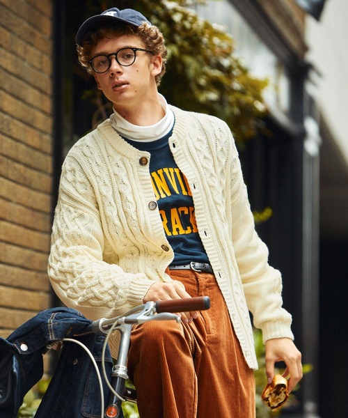 「EMMA CLOTHES」 ニットカーディガン M アイボリー メンズ_画像3