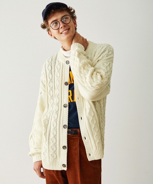 「EMMA CLOTHES」 ニットカーディガン M アイボリー メンズ_画像6