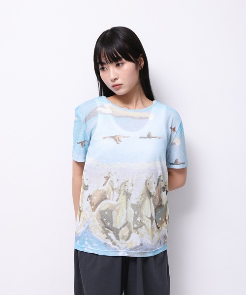 tシャツ HORSE” Shuhei Koki シアートップス半袖 レディース メンズ