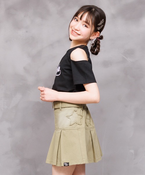 パープル】【美品80s】半袖レースシャツとデニム生地スカート