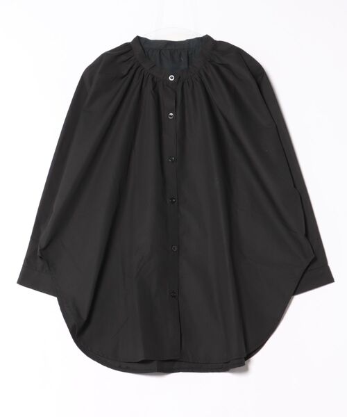 ブラウス シャツ ギャザーAラインオーバーチュニックシャツ レディース