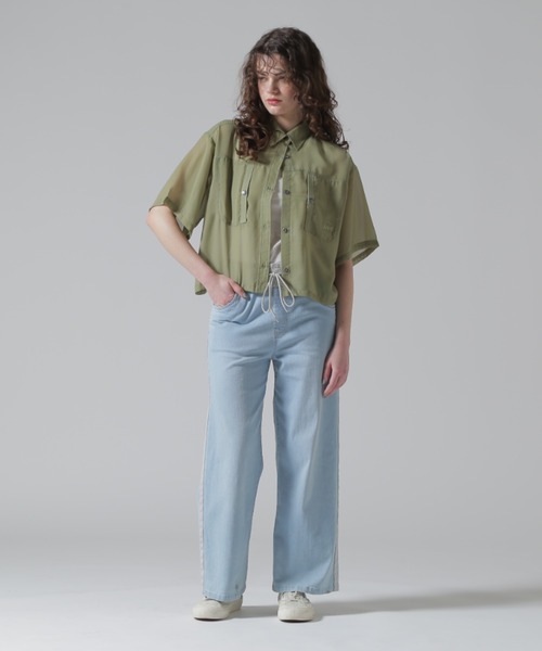 ブラウス シャツ 「直営店限定」EMBROIDERY SHEER SHIRT/刺繍シアーシャツ レディース AVIREX ブラウス シャツ 「直営店限定」EMBROIDERY SHEER SHIRT