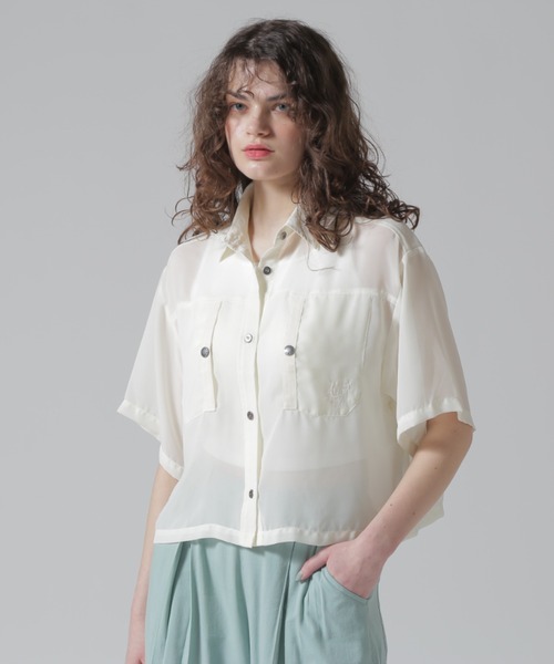 AVIREX ブラウス シャツ 「直営店限定」EMBROIDERY SHEER SHIRT