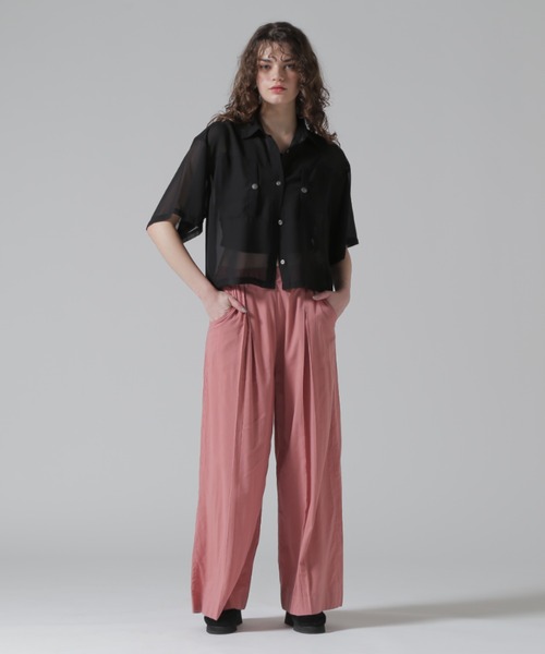 ブラウス シャツ Volumesleeve Sheer Knit レディース VIS(ビス) / ビスチェドッキングシアーブラウス (トップス