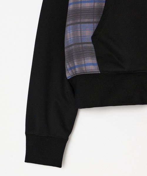 BEEDEN パーカー CHECK PRINT ZIP UP FUR HOODIE レディース