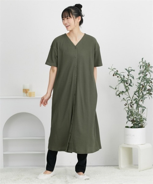 マタニティ マタニティウエア ワッフル前開き半袖パジャマ : ZOZOTOWN