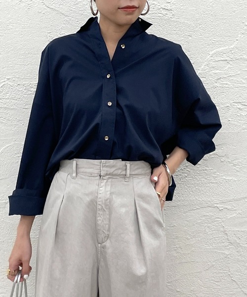 「LOUNGEDRESS」 ドルマンスリーブシャツ FREE ネイビー レディース