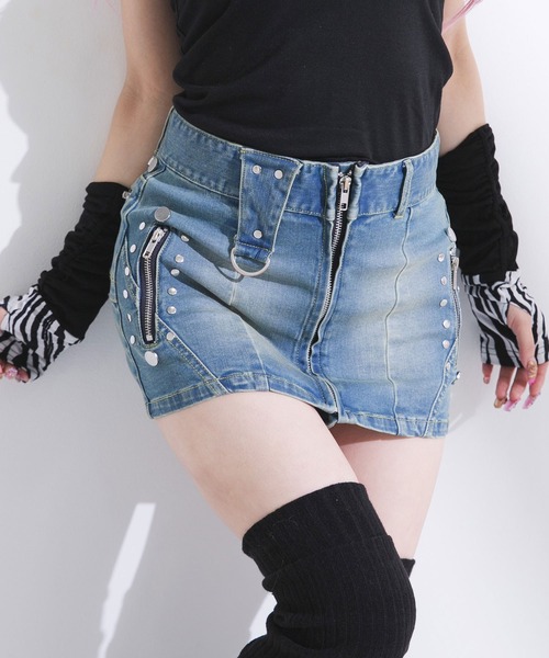 Diable baiser（ディアブルベーゼ） デニムスカート スタッズデニムGAL