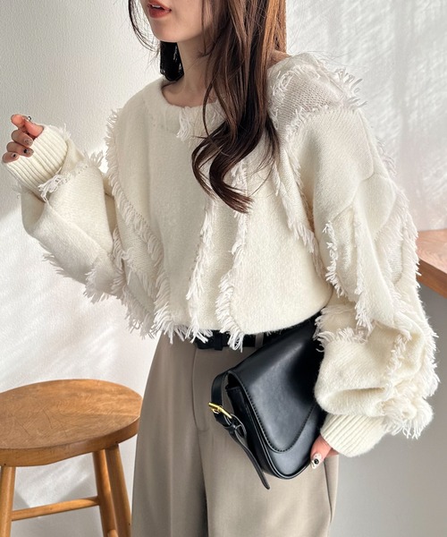 RANAN（ラナン） ニット セーター ニュアンス配色フリンジニット