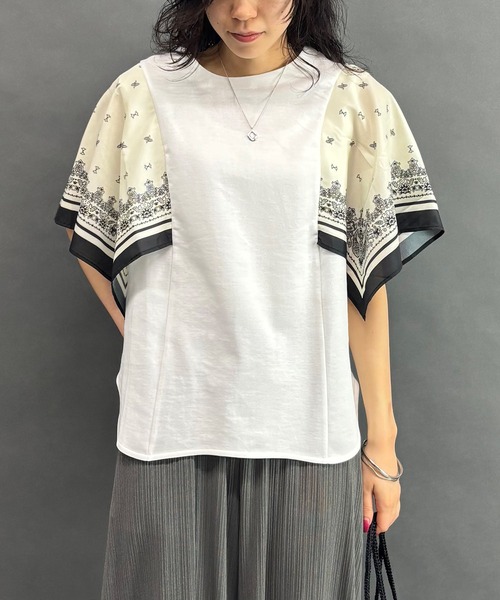 ニコルホワイト（NICOLE WHITE）/スカーフスリーブTシャツ NICOLE white（ニコルホワイト） tシャツ スカーフスリーブTシャツ