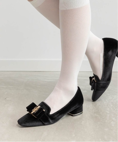 RANDA（ランダ） ローファー モノグラムリボンベロアローファー