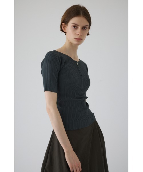 RIM.ARK ニット セーター Rib zipper knit tops リブジッパーニット